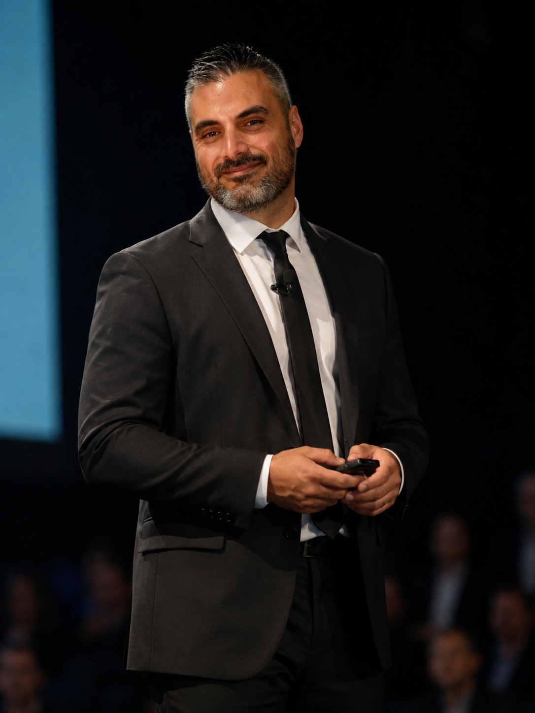 Israel durante una exposición.
